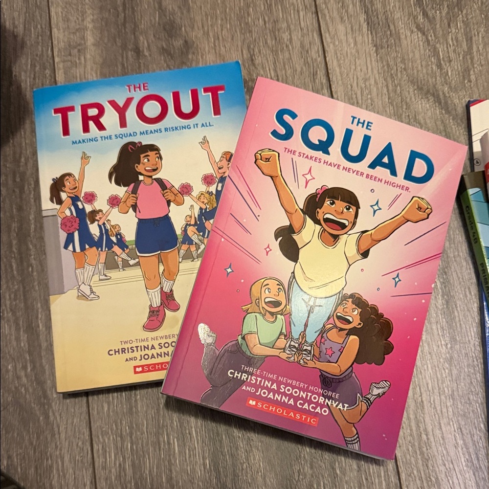 Scholastic 'The Tryout' and 'The Squad' Books - Red and Pink Covers